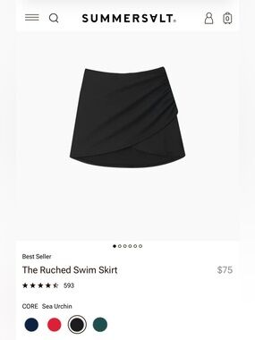 Summersalt Ruched Swim Skirt Large Black Sea Urchin Cover Up Athleisure Beach